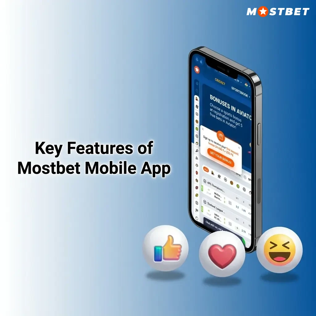 Mostbet mobile app features including INR support, UPI payments, live betting, and 125% welcome bonus for Indian players